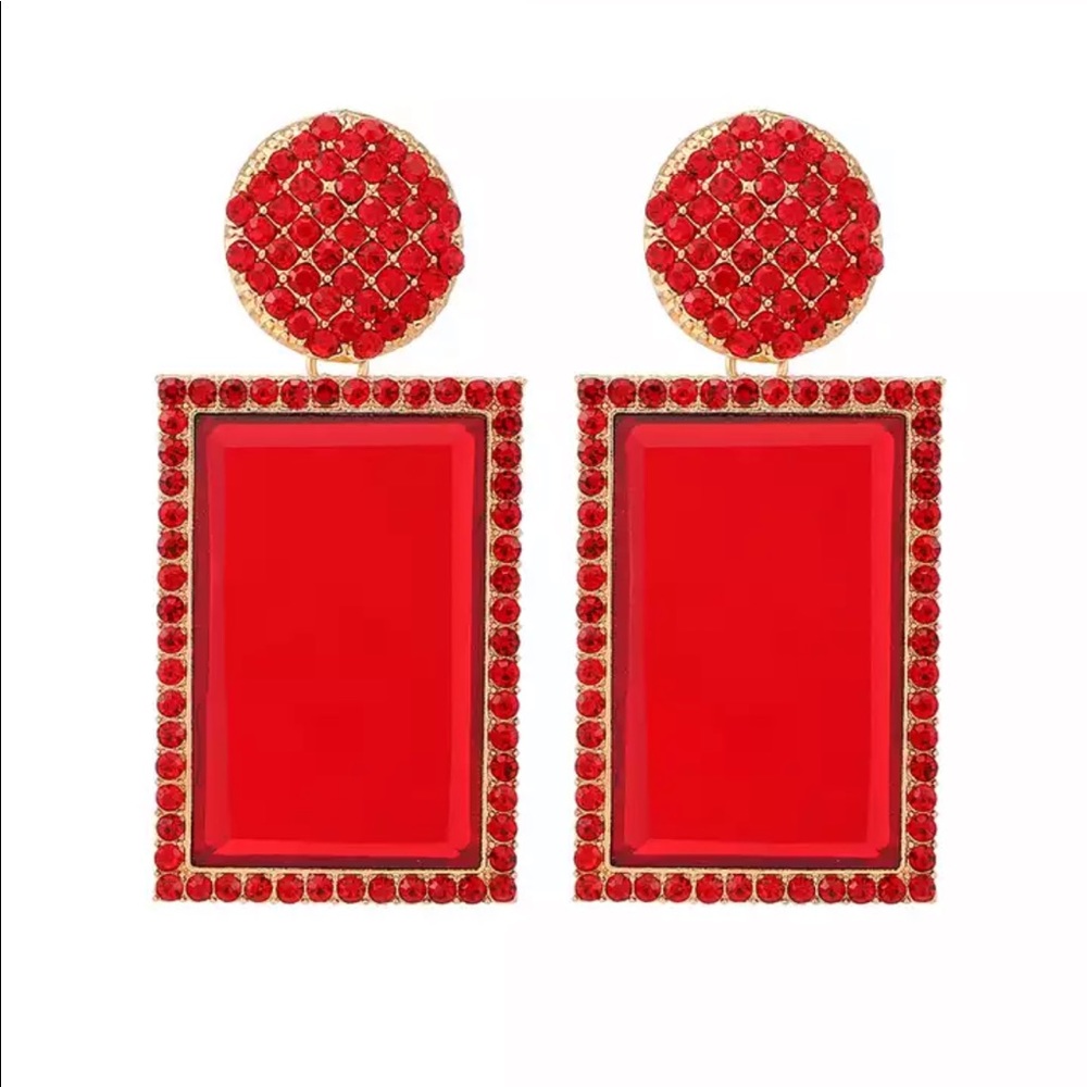 New Red Ruby Royalty Statement Earrings Large